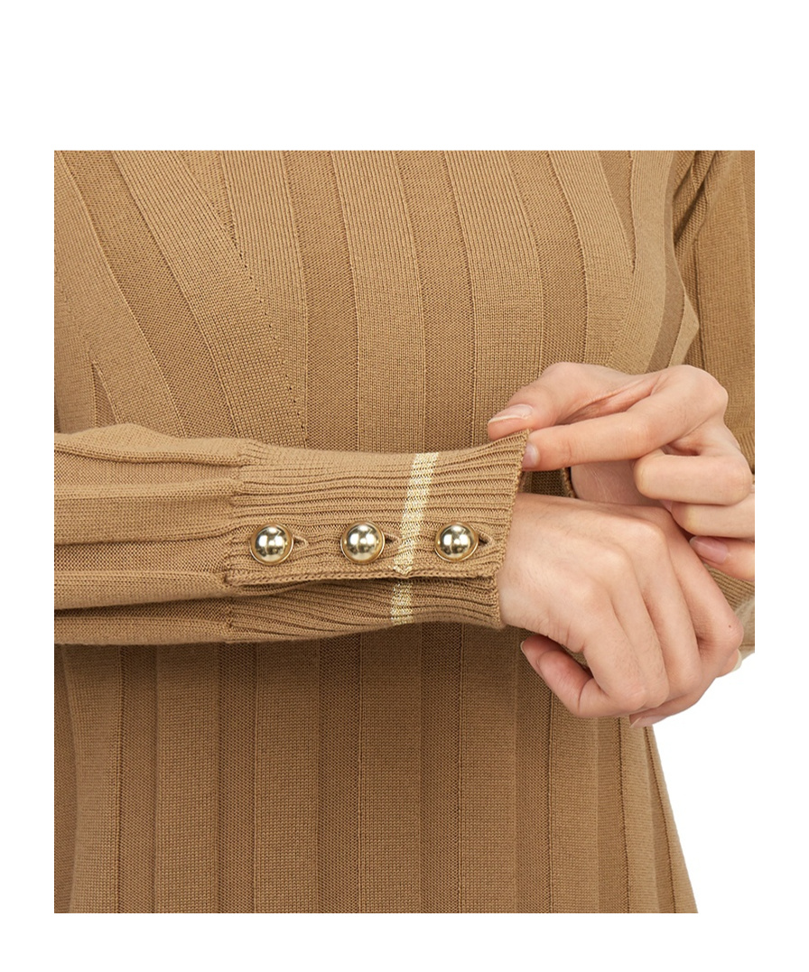 Max Mara Long-sleeved Knitted Dress In Brown