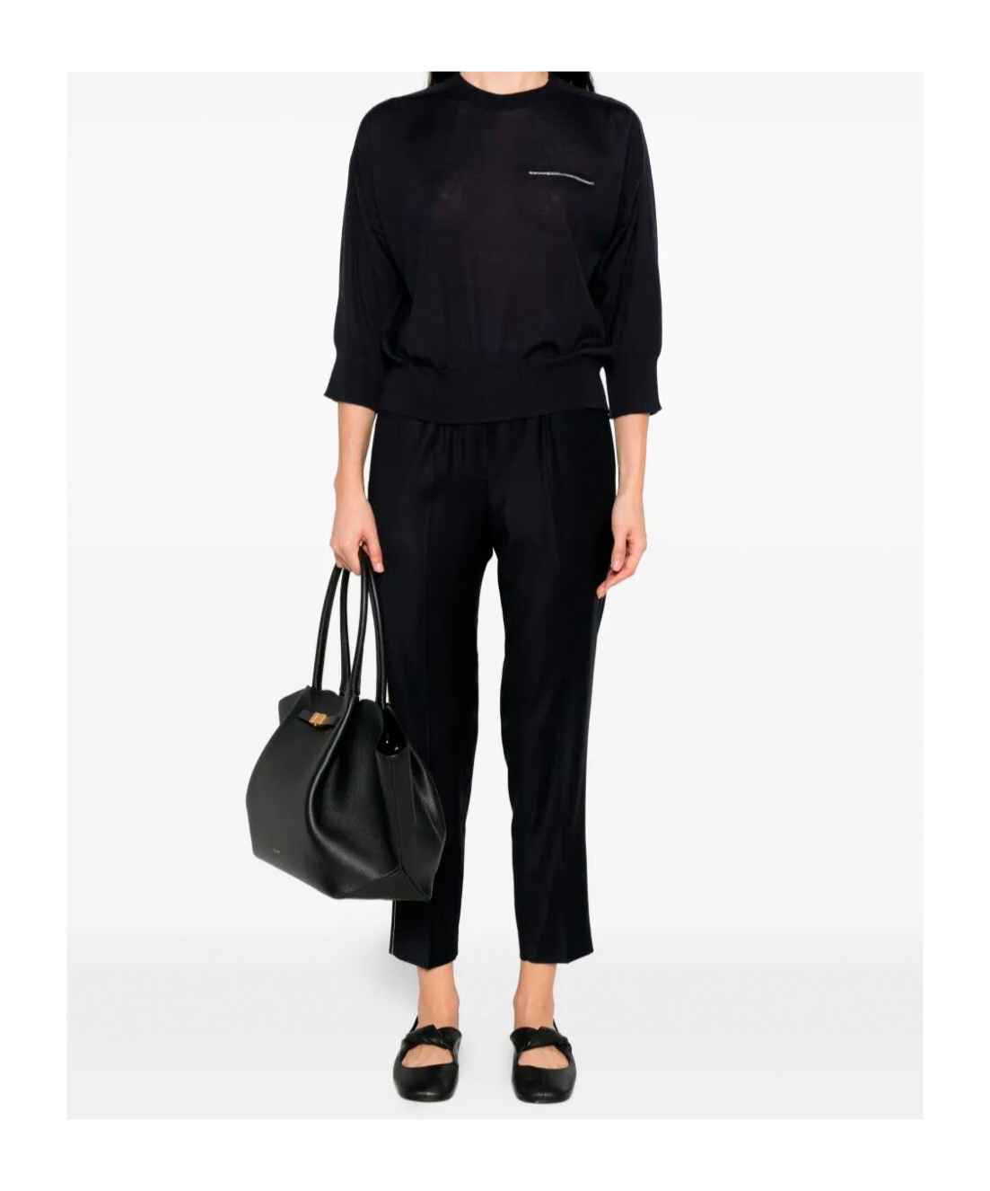 Peserico Cropped Cashmere Blend Sweater In Black