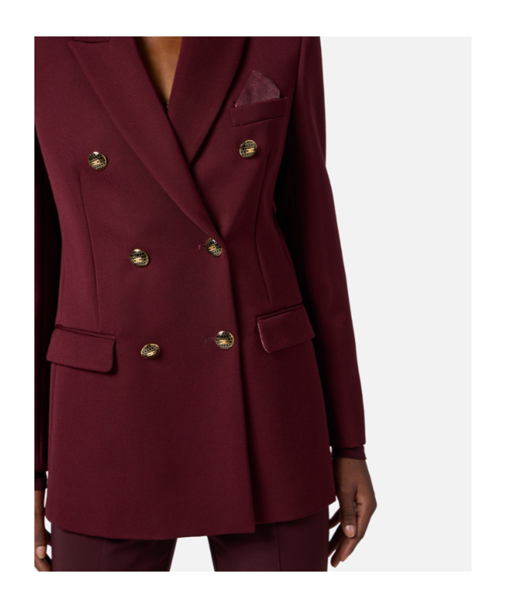 Elisabetta Franchi Jewel-button Double-breasted Jacket In Red