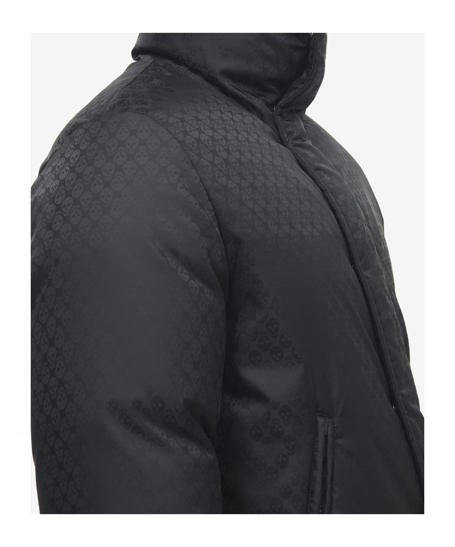 Alexander Mcqueen Men's Skull Jacquard Puffer Jacket In Black In Black
