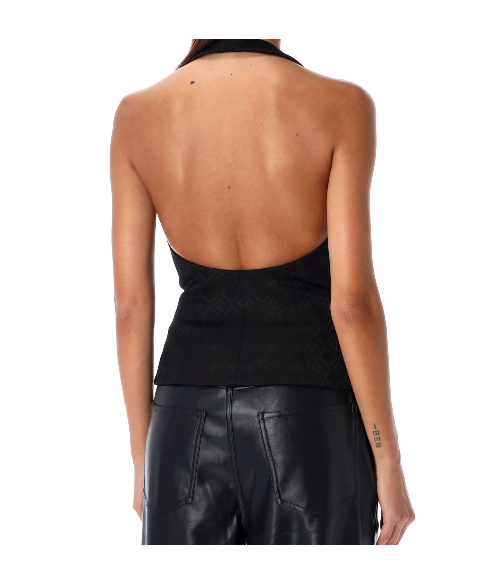 Marine Serre Moon Diamond Jacquard Top In Black