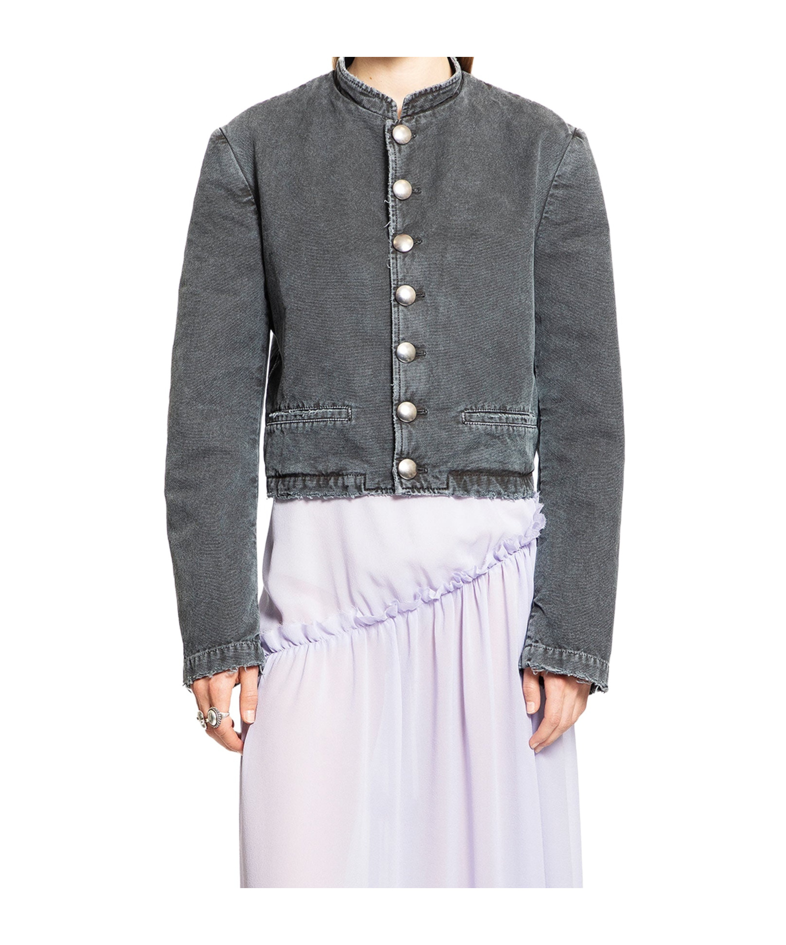 Ann Demeulemeester Cropped Jacket In Gray