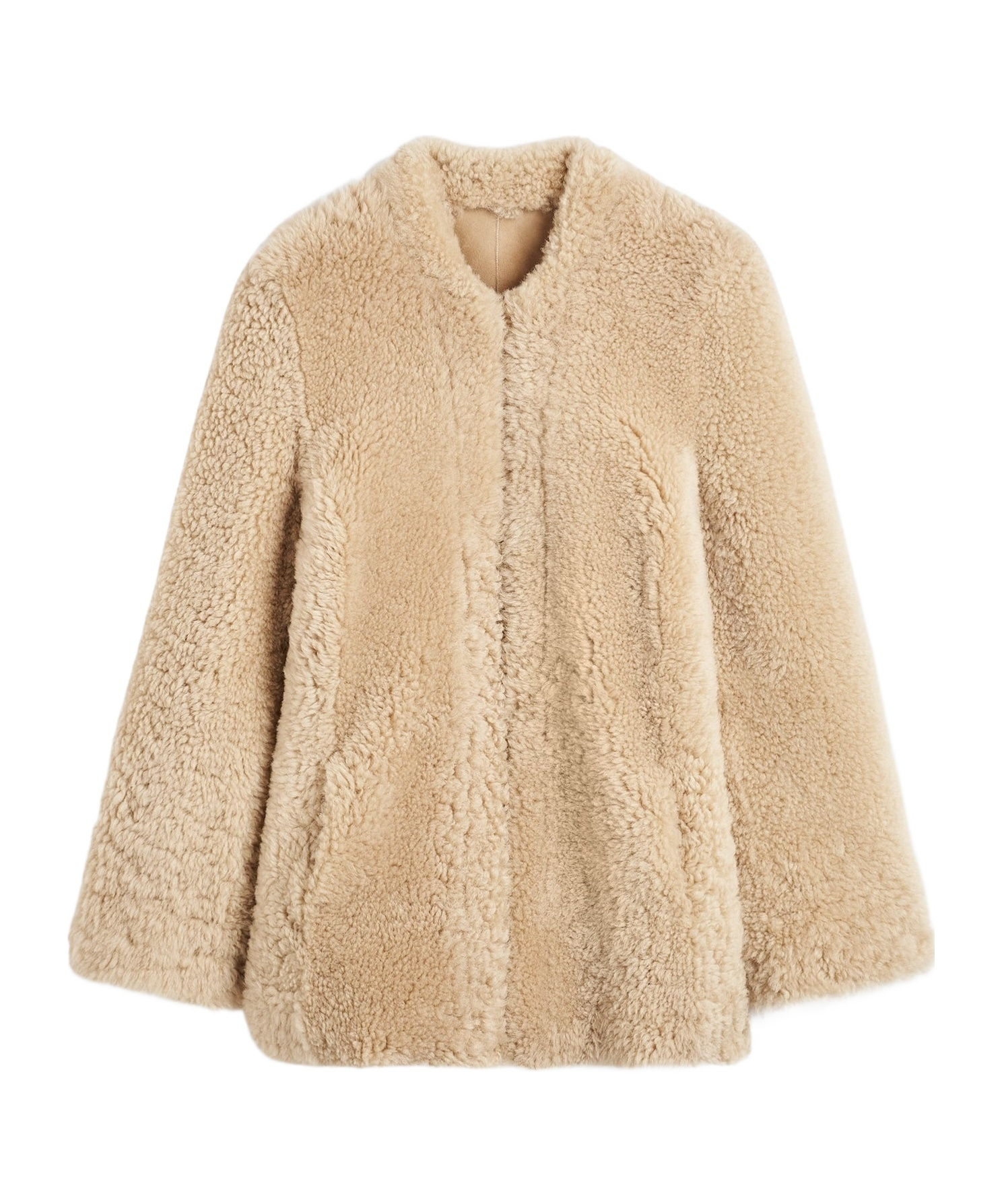 Totême Cinched Lamb Shearling Jacket In Nude