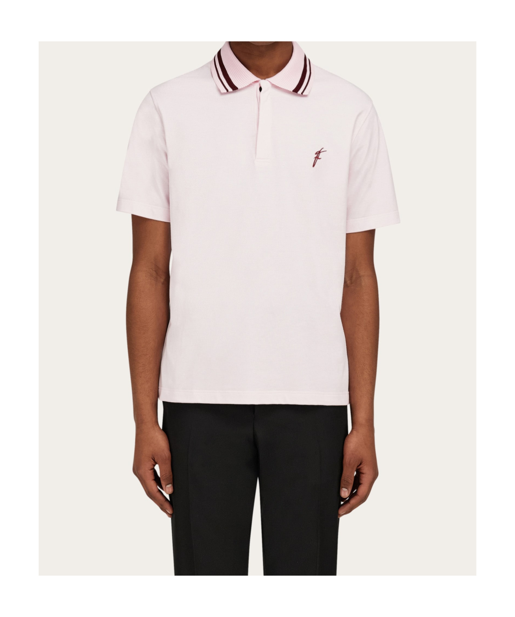 Ferragamo Organic Cotton Polo Shirt In Cotton Candy/bordeaux