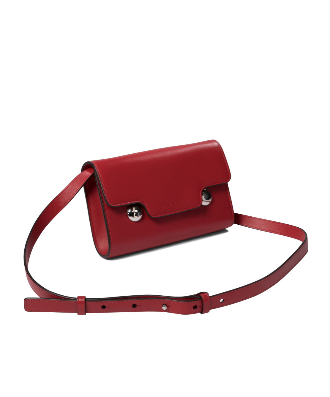 Marni Trunkaroo Calf Leather Clutch In Red