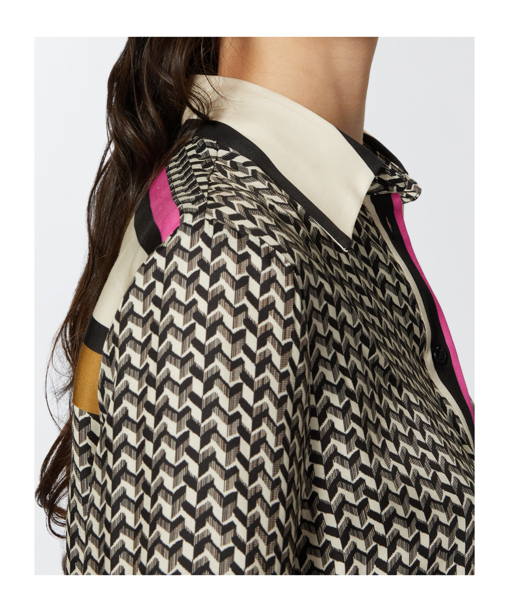 Pinko New Nora Geometric-print Shirt In Black