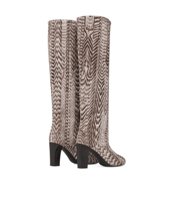 Lemaire High-heeled Round Head Boots In Nude