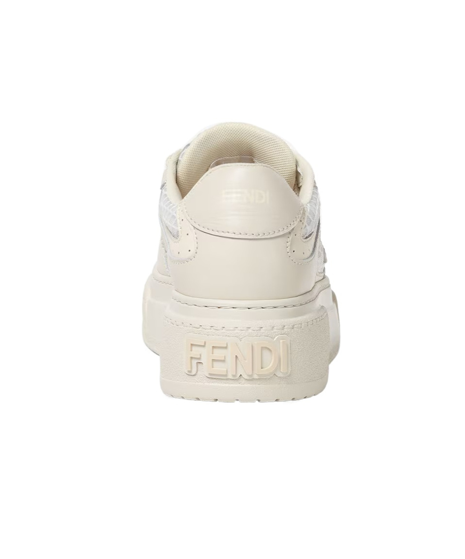 Fendi White Leather And Mesh Platform Low-tops