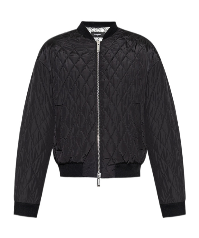 Dsquared2 Diamond-quilted Bomber Jacket In Black
