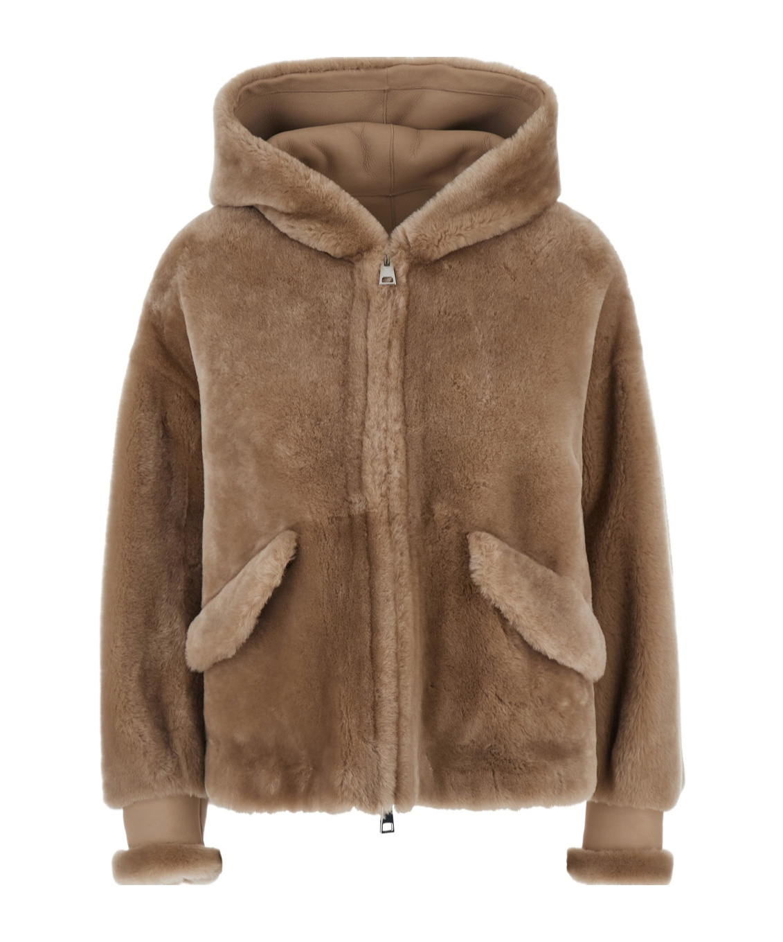 Blancha Casual Jacket With Fixed Hood And Side Pockets In Sand