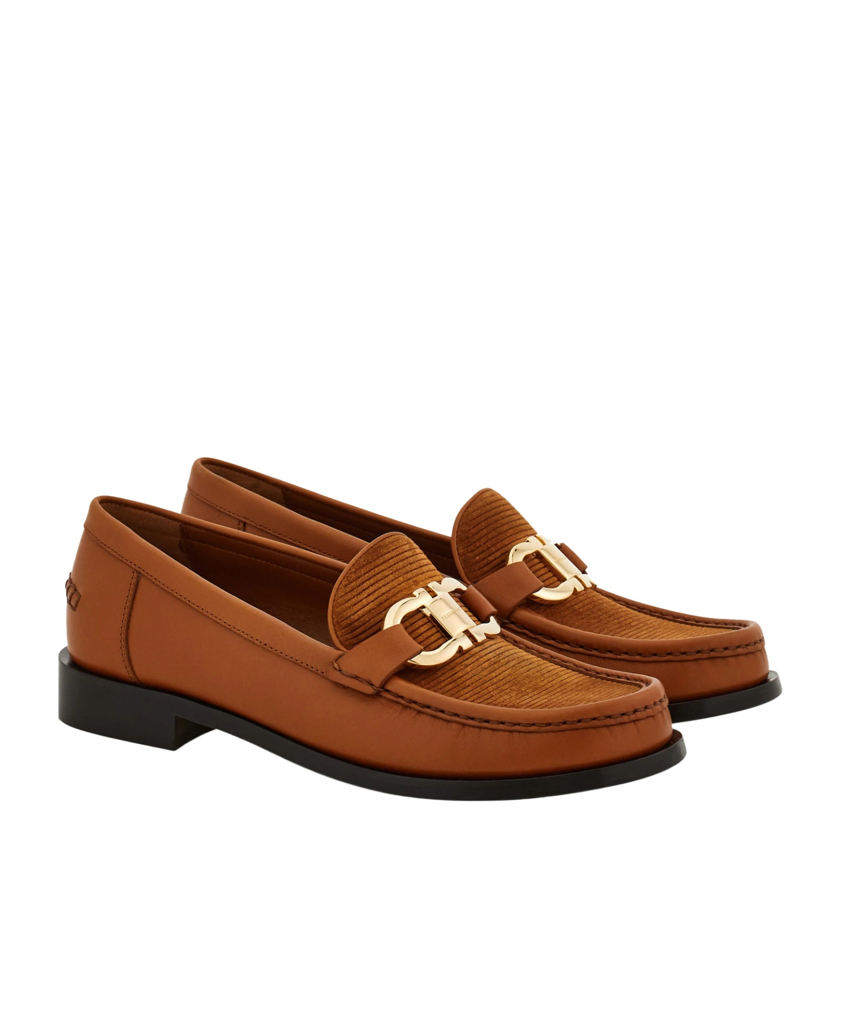 Ferragamo Moccasin With Gancini Ornament In Brown