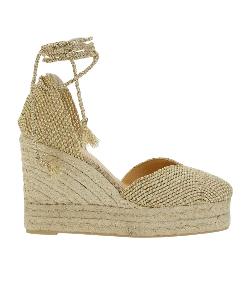 Castaã±er 'cora' Beige Wedges With Lace-up Closure In Nude