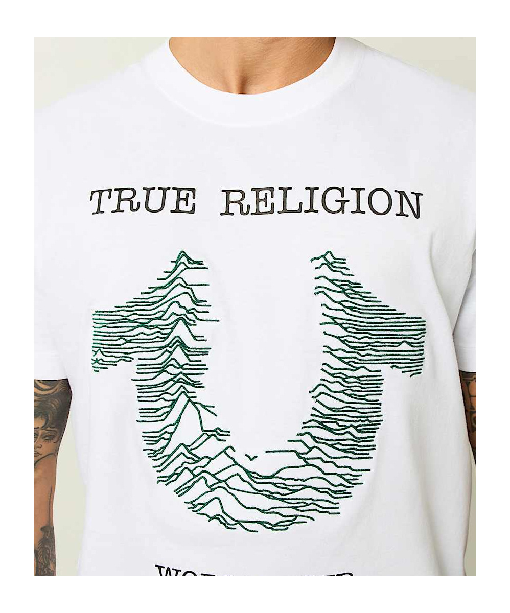 True Religion Embroidered Radio Wave Horseshoe Tee In White