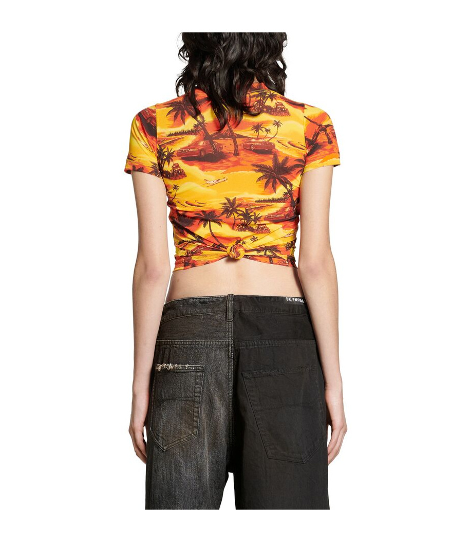 Balenciaga Graphic-print T-shirt In Yellow