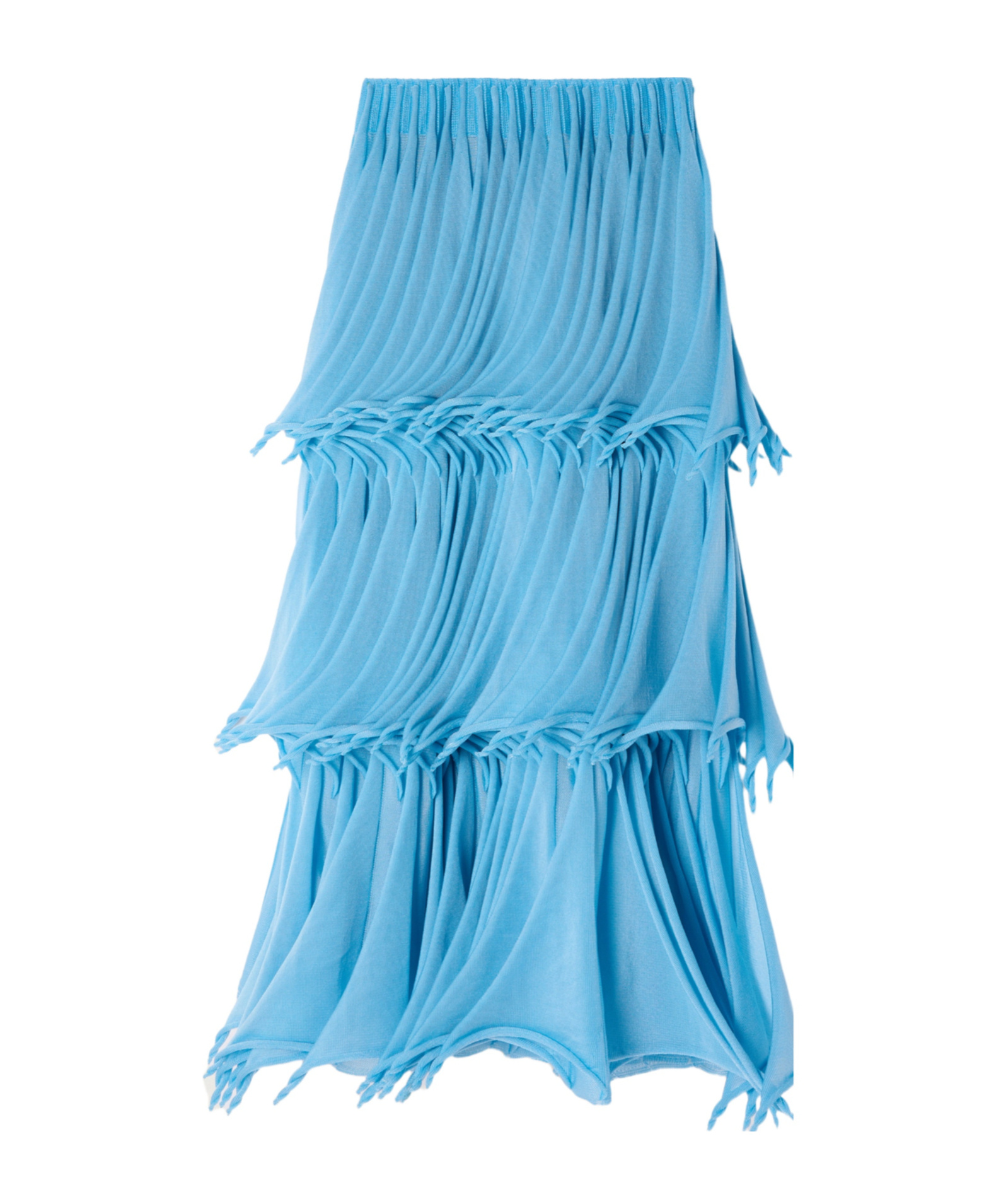 Alaïa Multi-layered Pleated Knit Midi Skirt In Blue