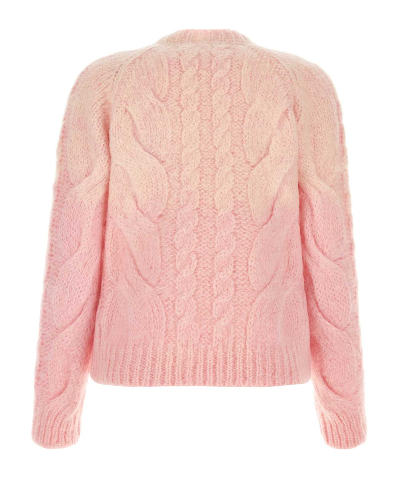Maison Margiela Cable Knit Mohair Blend Sweater In Pink