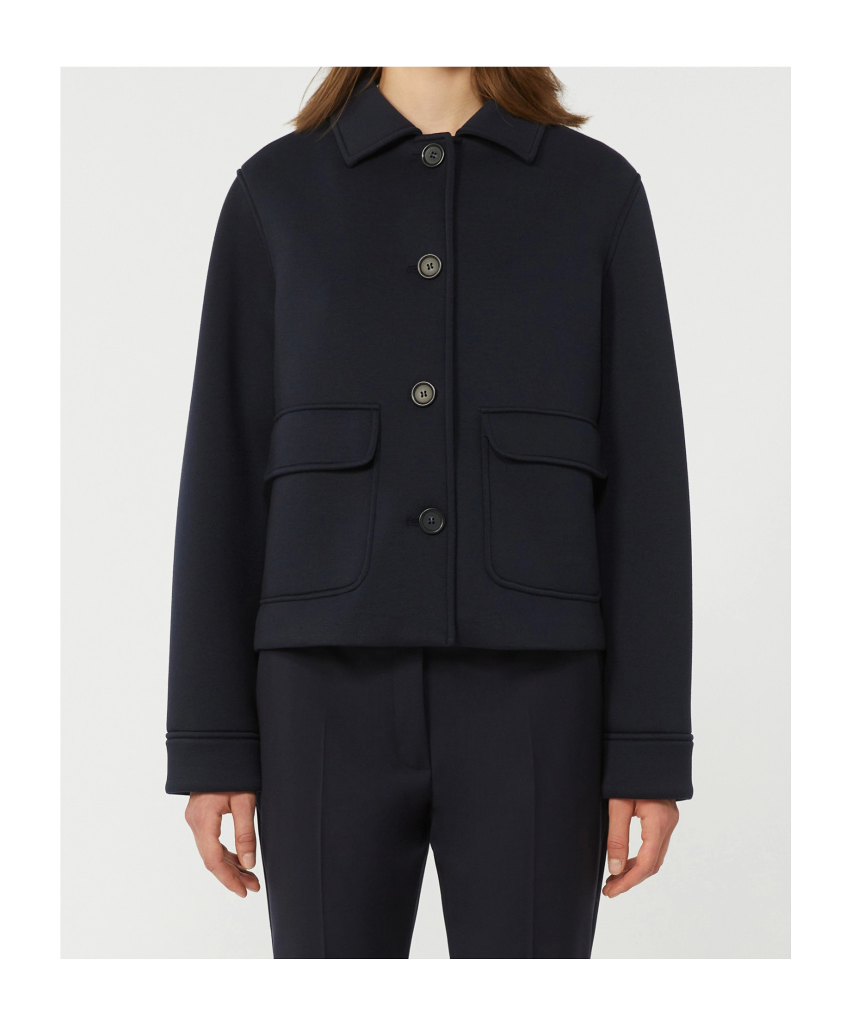 Max Mara Flap-pocket Buttoned Jacket In Blue