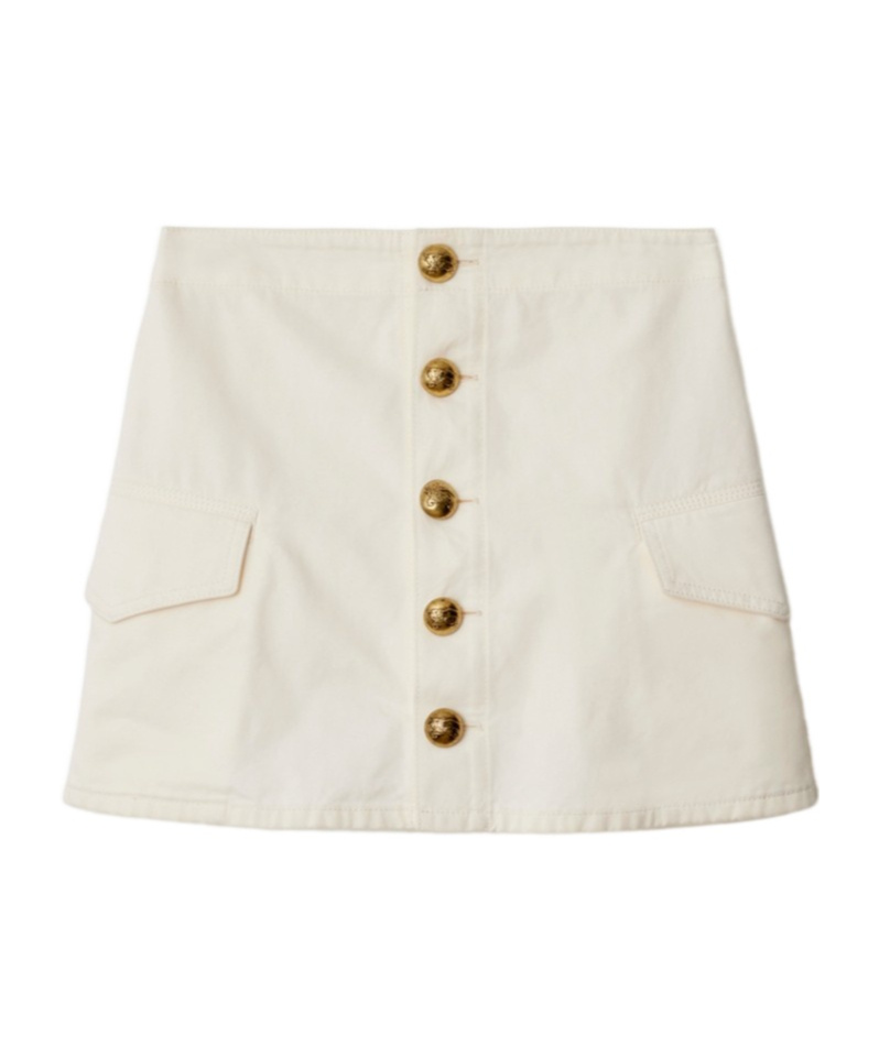 Burberry Mini Cotton Skirt In Off White