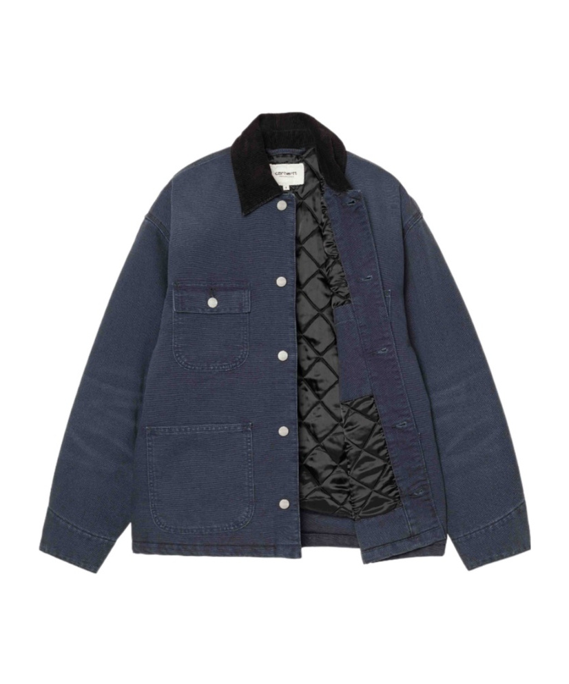 Carhartt Corduroy-collar Organic-cotton Coat In Blue
