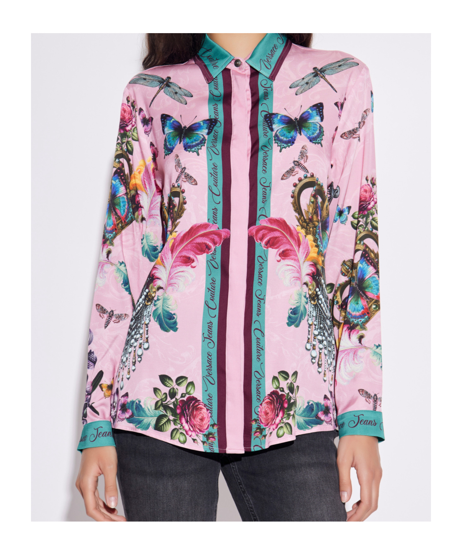 Versace Jeans Floral-print Shirt In Pink