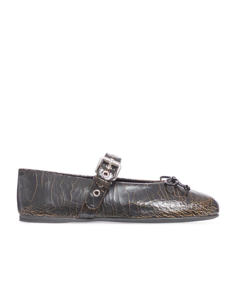 Miu Miu Logo Flats In Black
