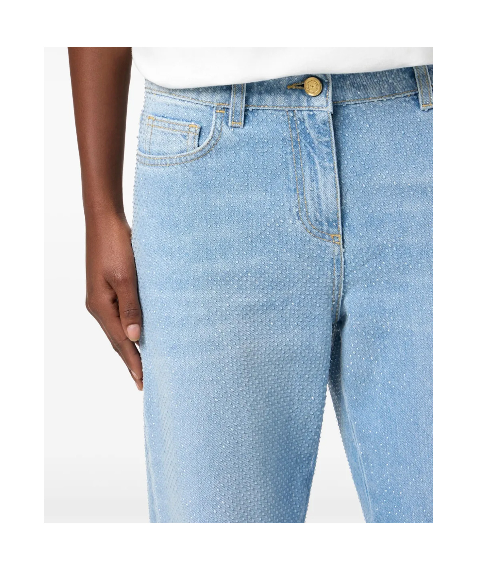 Elisabetta Franchi Rhinestone-embellished Jeans In Blue