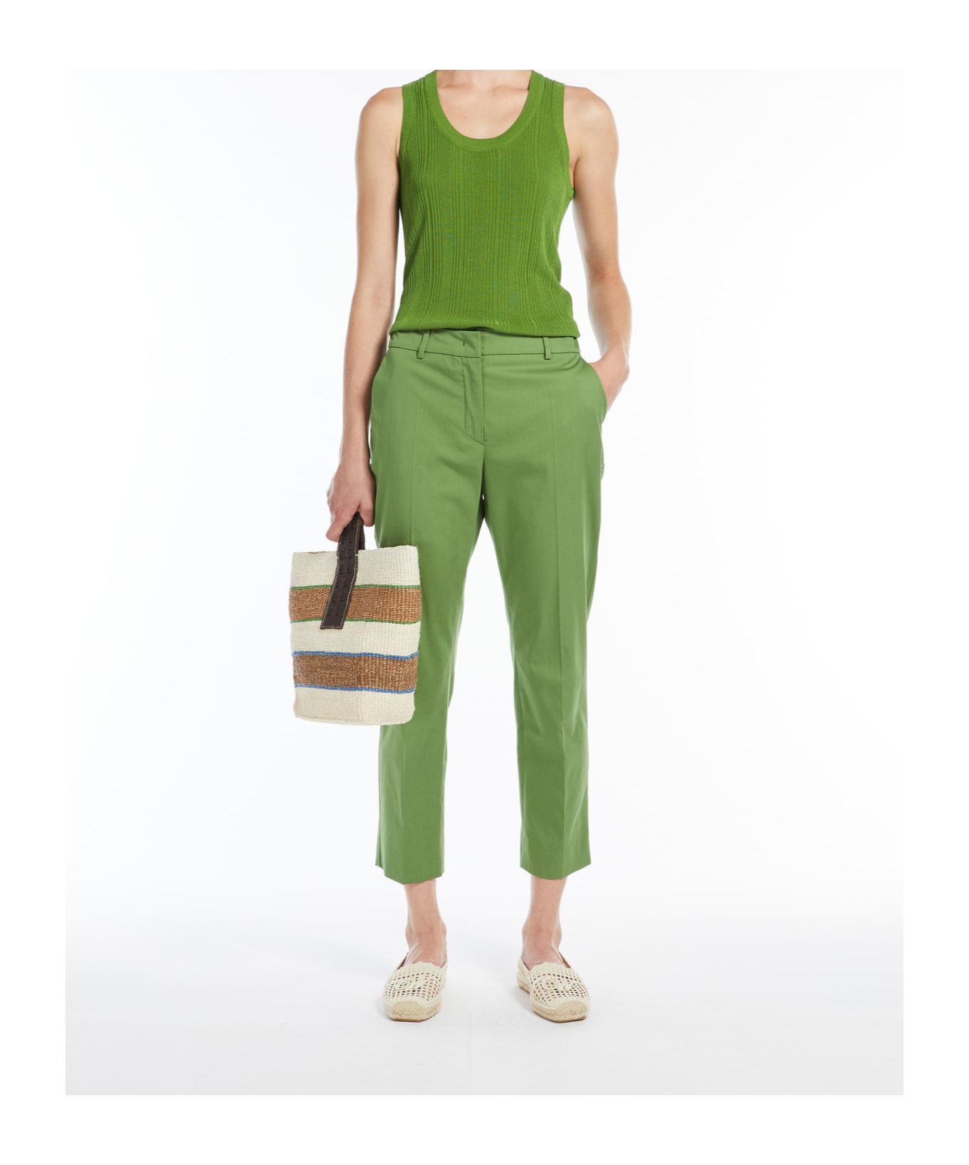 Weekend Max Mara Belt-loop Casual Pants In Green