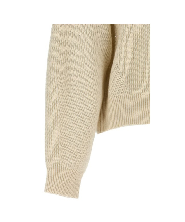 Brunello Cucinelli Sequin Sweater Sweaters And Cardigans White In Nude
