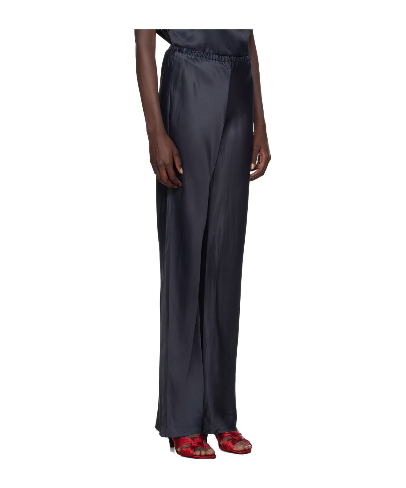 Baserange Elastic Waist Casual Pants In Black