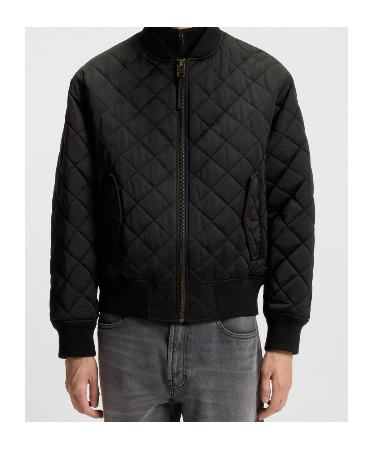 Hugo Boss Waterproof Quilted Satin Jacket In Black