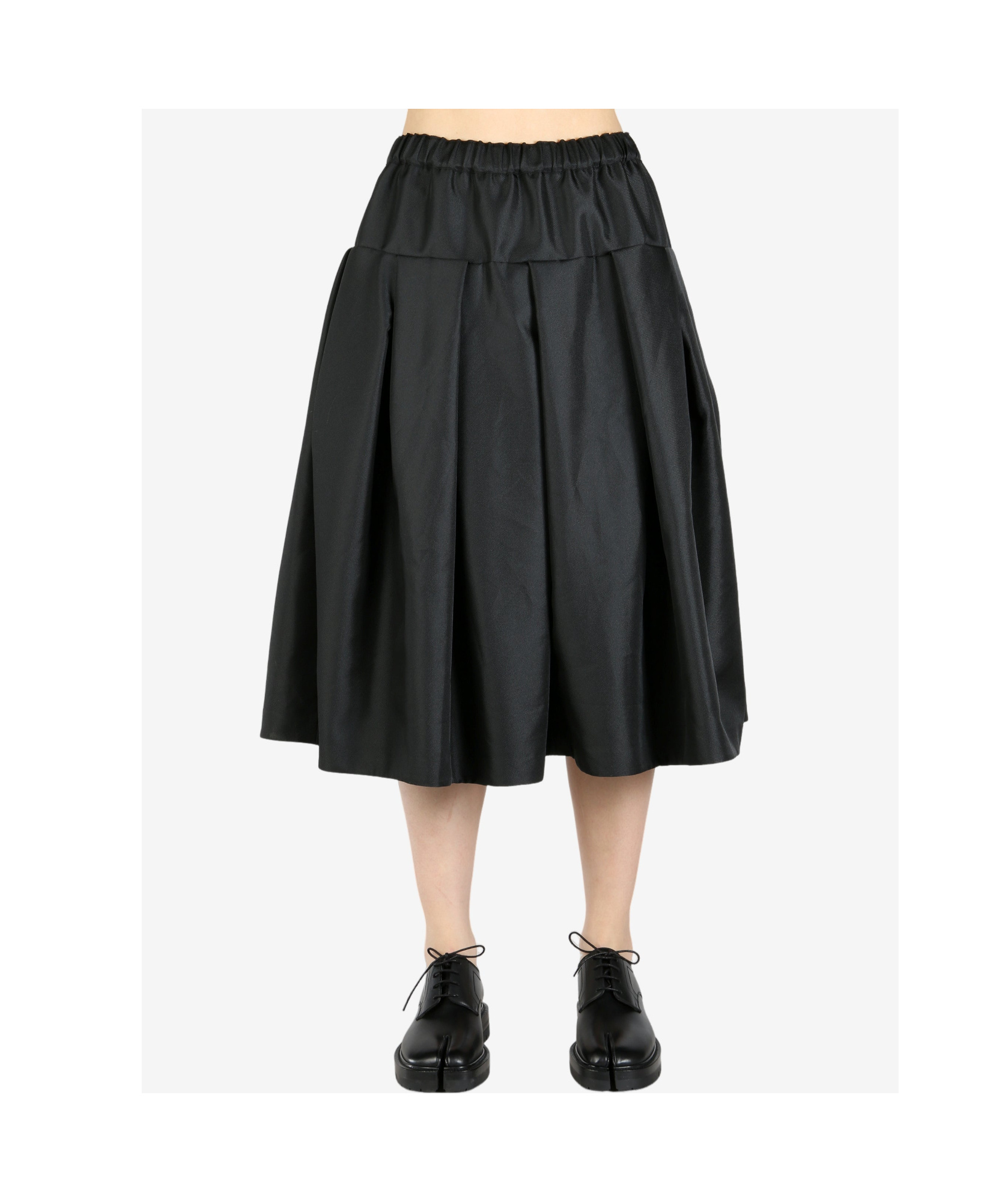 Comme Des Garçons Heavy Satin Curve Seam Skirt In Black