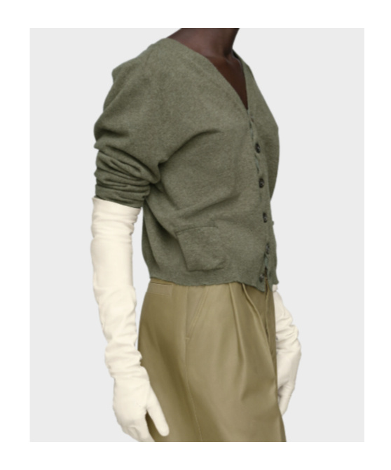 Maison Margiela Puff-sleeve Button Cardigan In Green