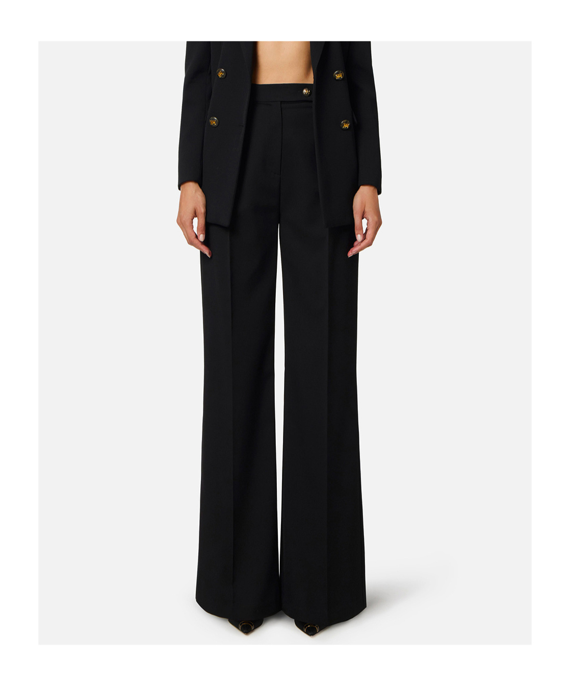 Elisabetta Franchi Trousers With Pleats And Pockets In Black