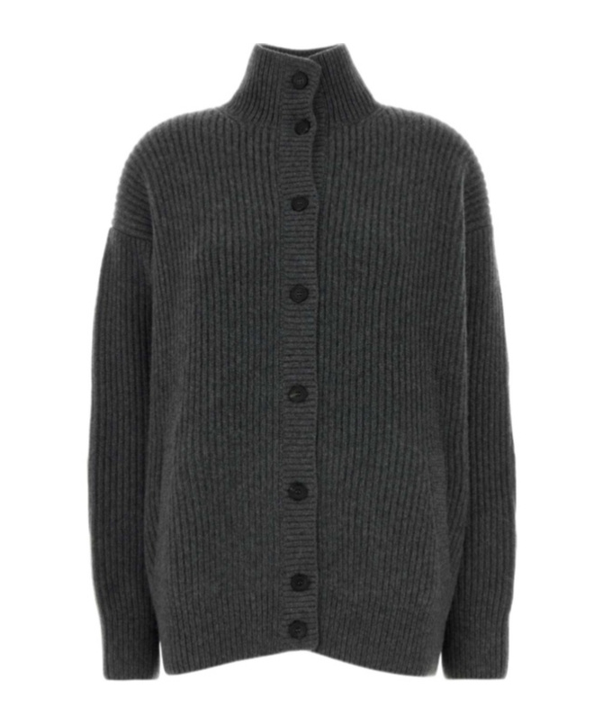 Prada Oversize Cashmere Cardigan Featuring Elbow Patches In Gray