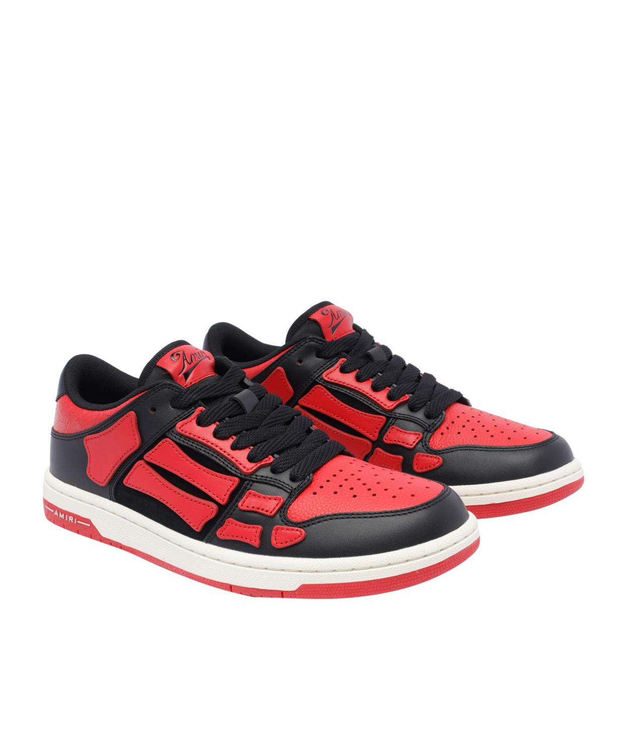 Amiri Two-tone Leather Skel Top Sneakers In Red
