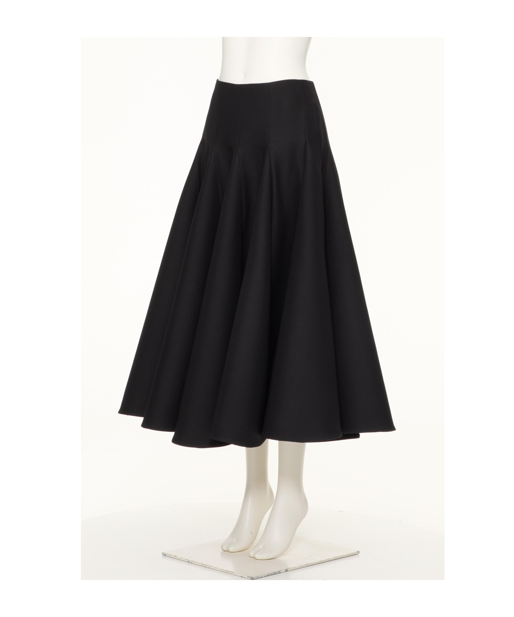 Valentino Flared Wool-silk Crepe Midi Skirt In Black
