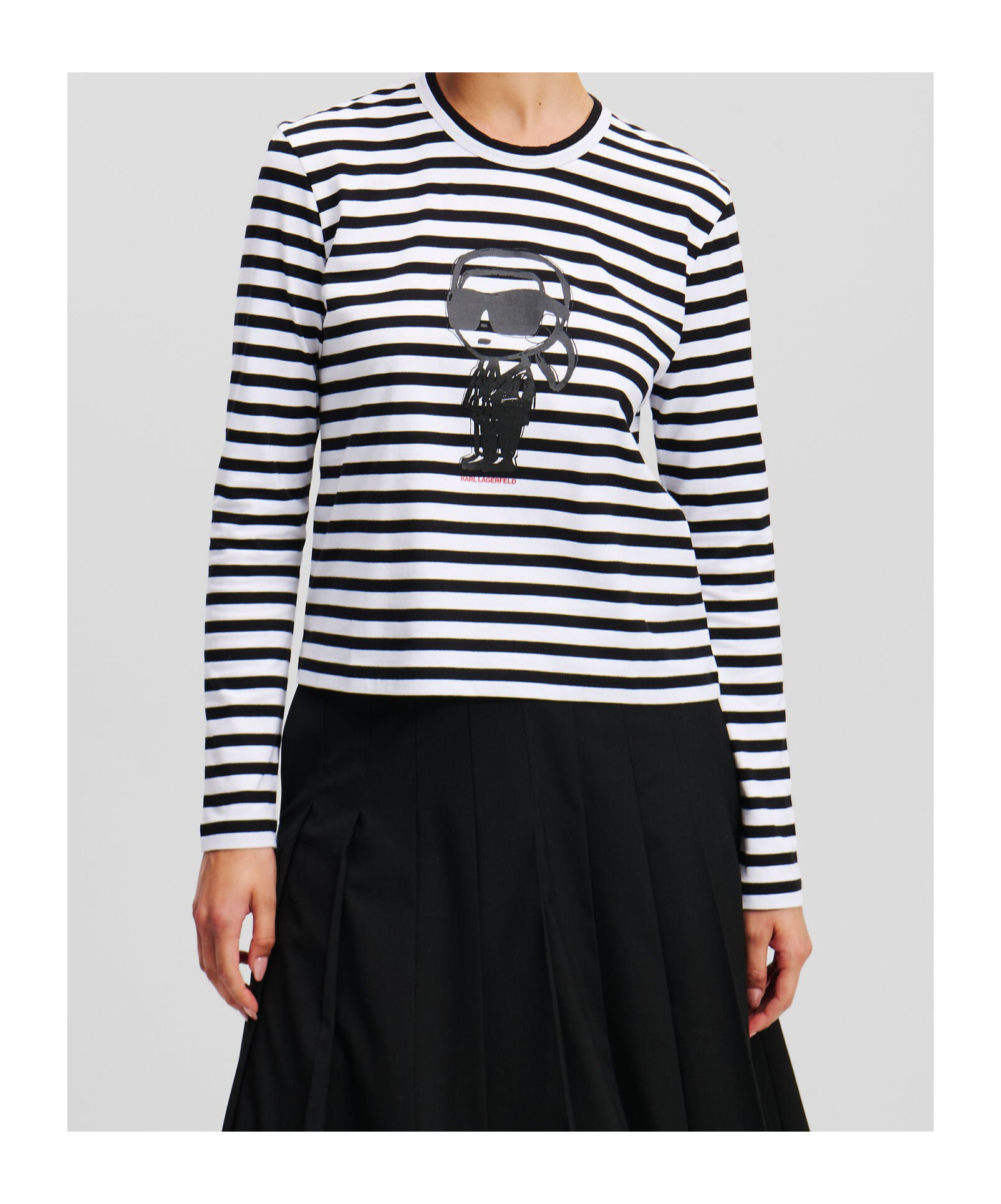 Shop Karl Lagerfeld Striped Long-sleeved T-shirt In White