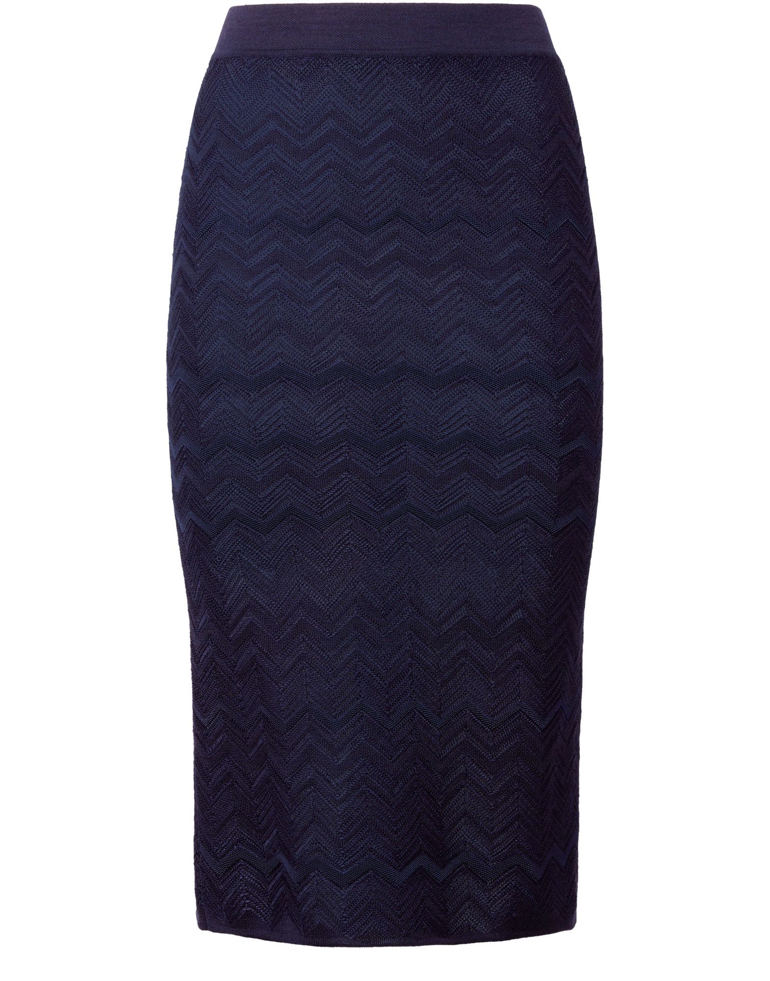 Missoni Midi Skirt In Chevron Wool And Viscose In Blue