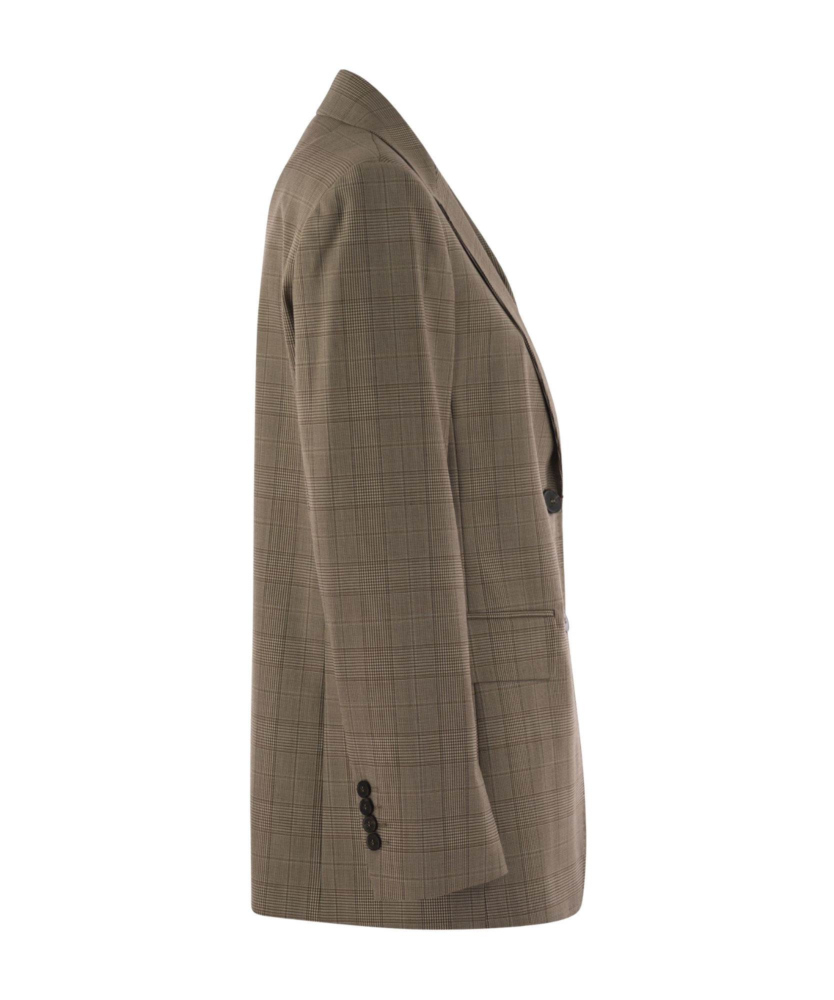 Shop Max Mara Studio Single-breasted Checked Jacket In Brown