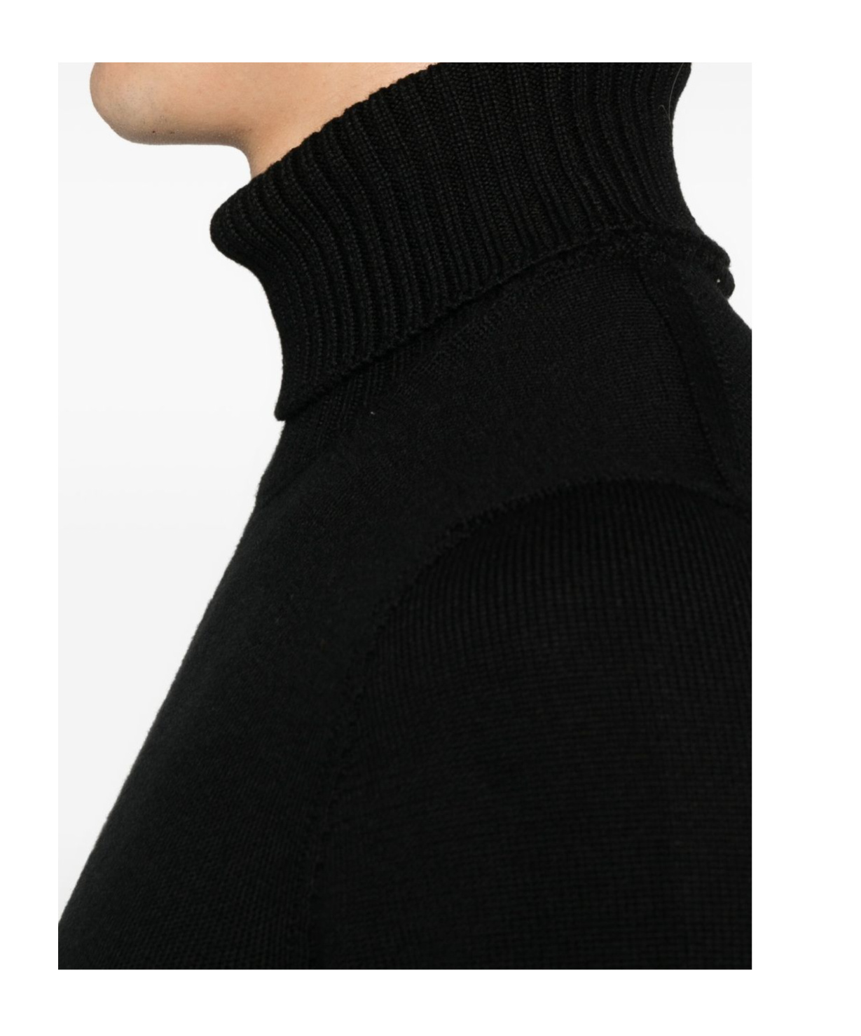Drumohr Wool Turtleneck Sweater Ribbed Cuffs In Black
