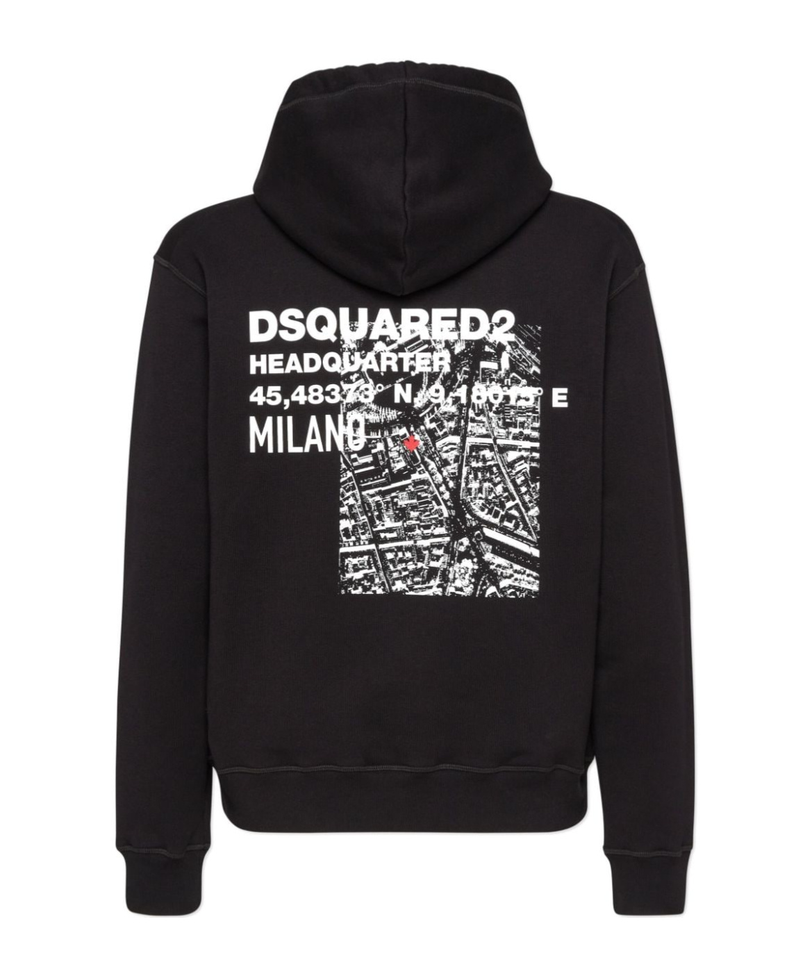 Dsquared2 Black Sweatshirt With Classic Hood And Bold Graphic Print In Black