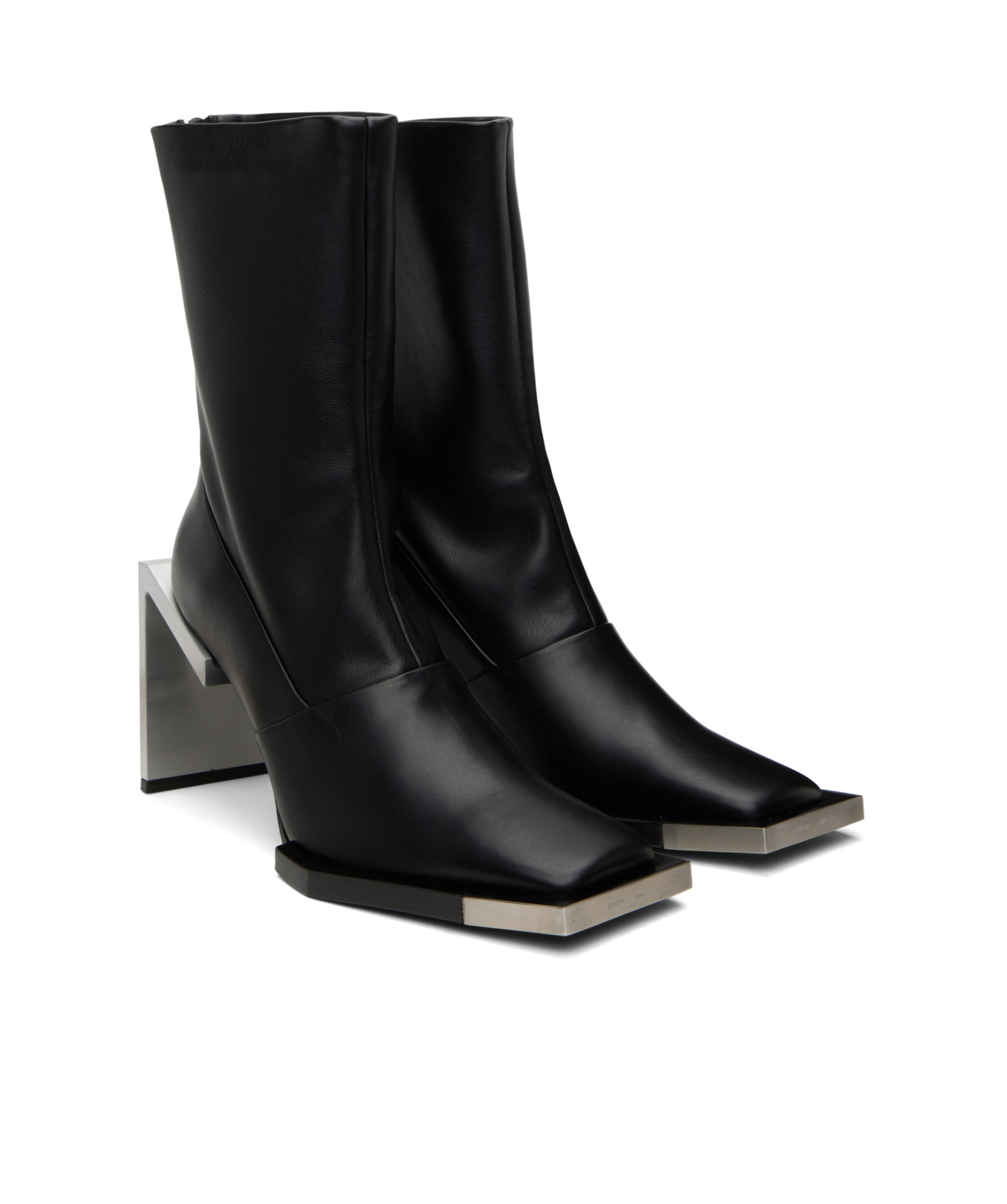 Heliot Emil Square-toed Short Boots In Black