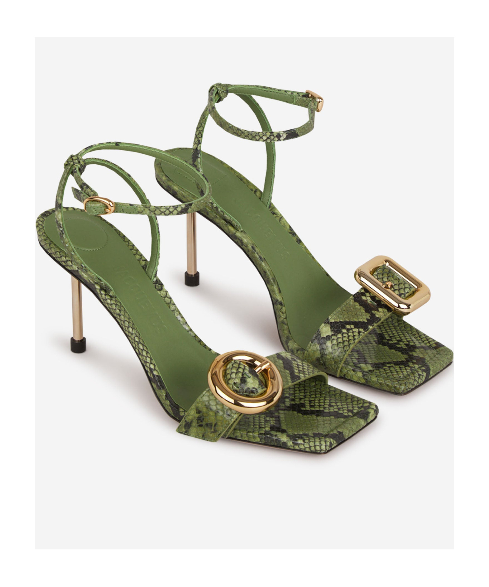 Jacquemus Python-print Leather Sandals In Green