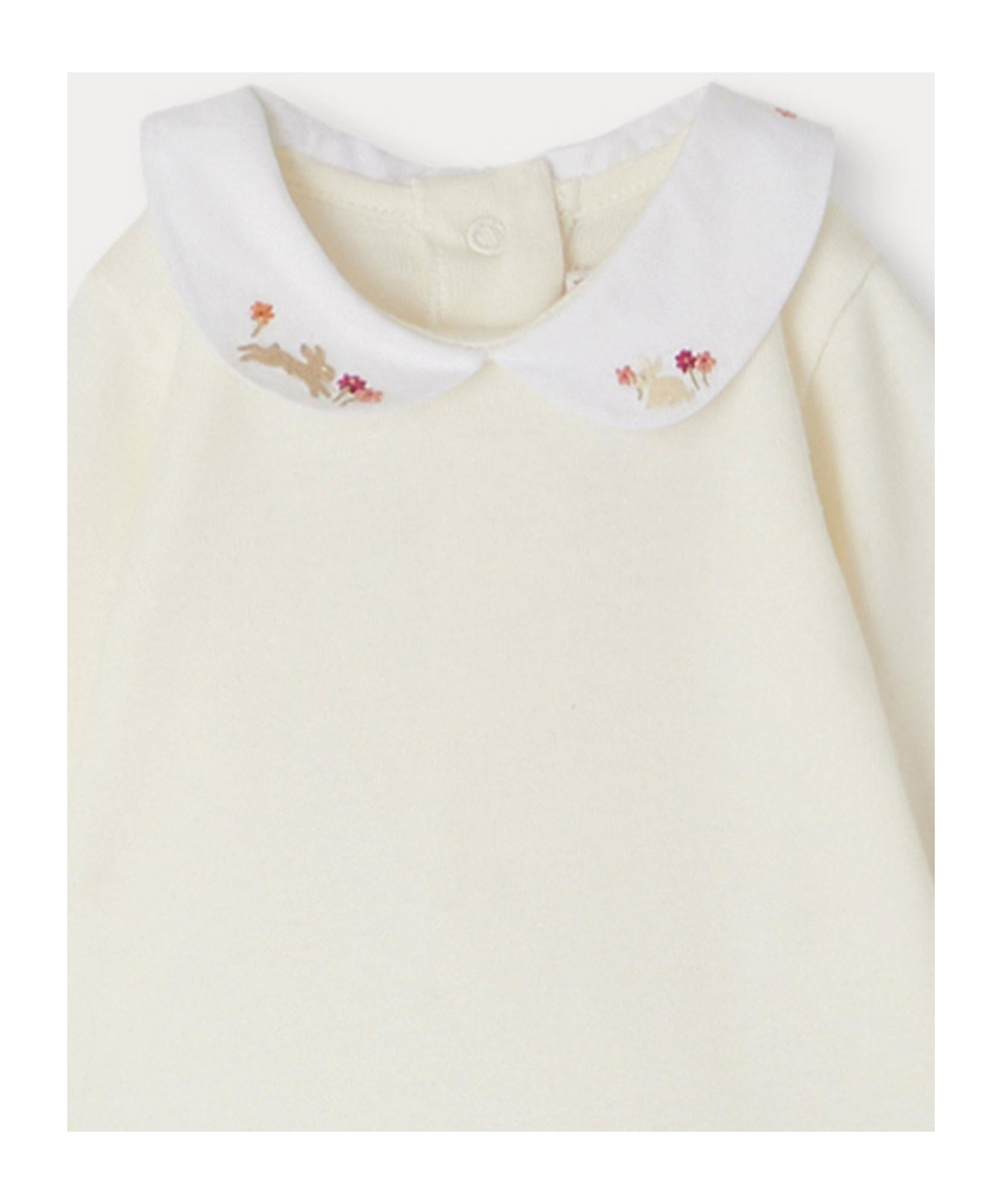 Bonpoint Cygne Colorful Embroidered Collar Jumpsuit In White