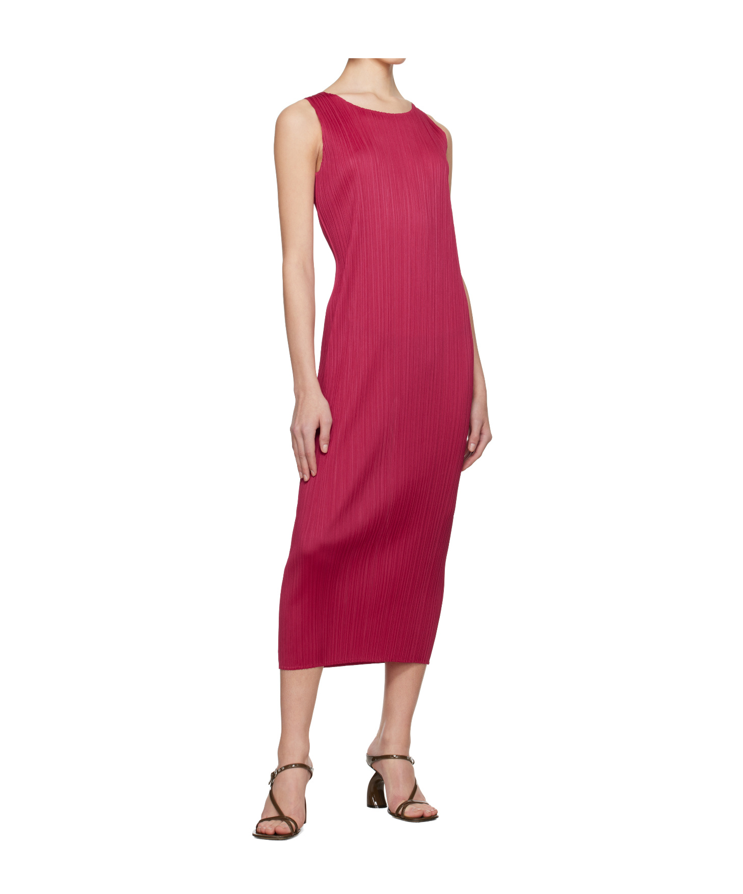 Issey Miyake Pink June New Colorful Basics 4 Maxi Dress In Red