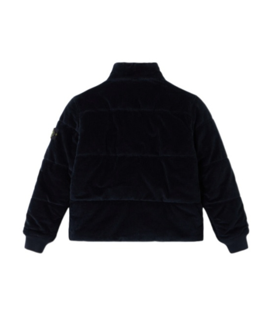 Stone Island Padded Jacket With Ribbed Cuffs And Zip Fastening In Blue