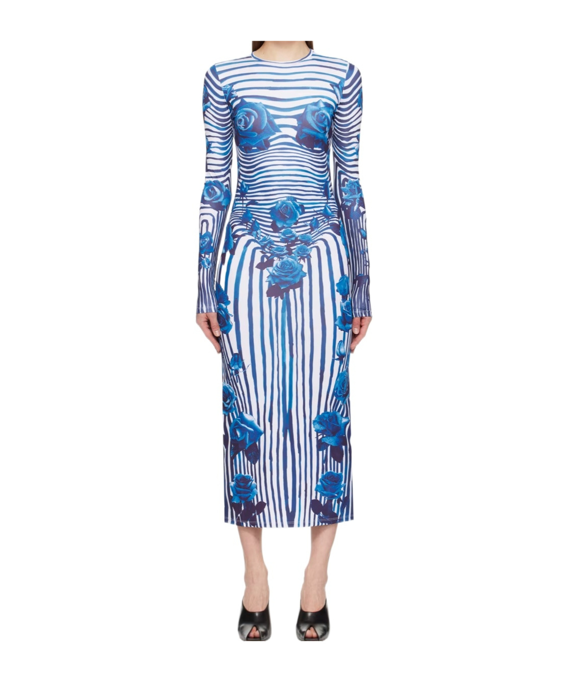 Jean Paul Gaultier Flower Body Morphing Long Sleeve Dress