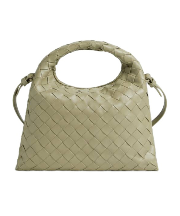 Bottega Veneta Small Hop Leather Shoulder Bag In Travertine