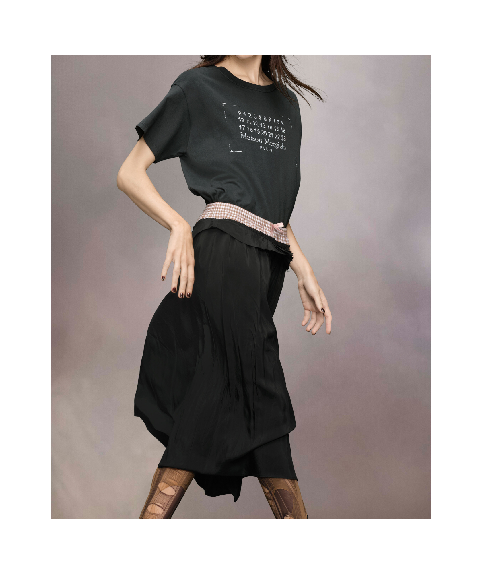 Maison Margiela Cotton Crew Neck T-shirt With Logo Print In Black