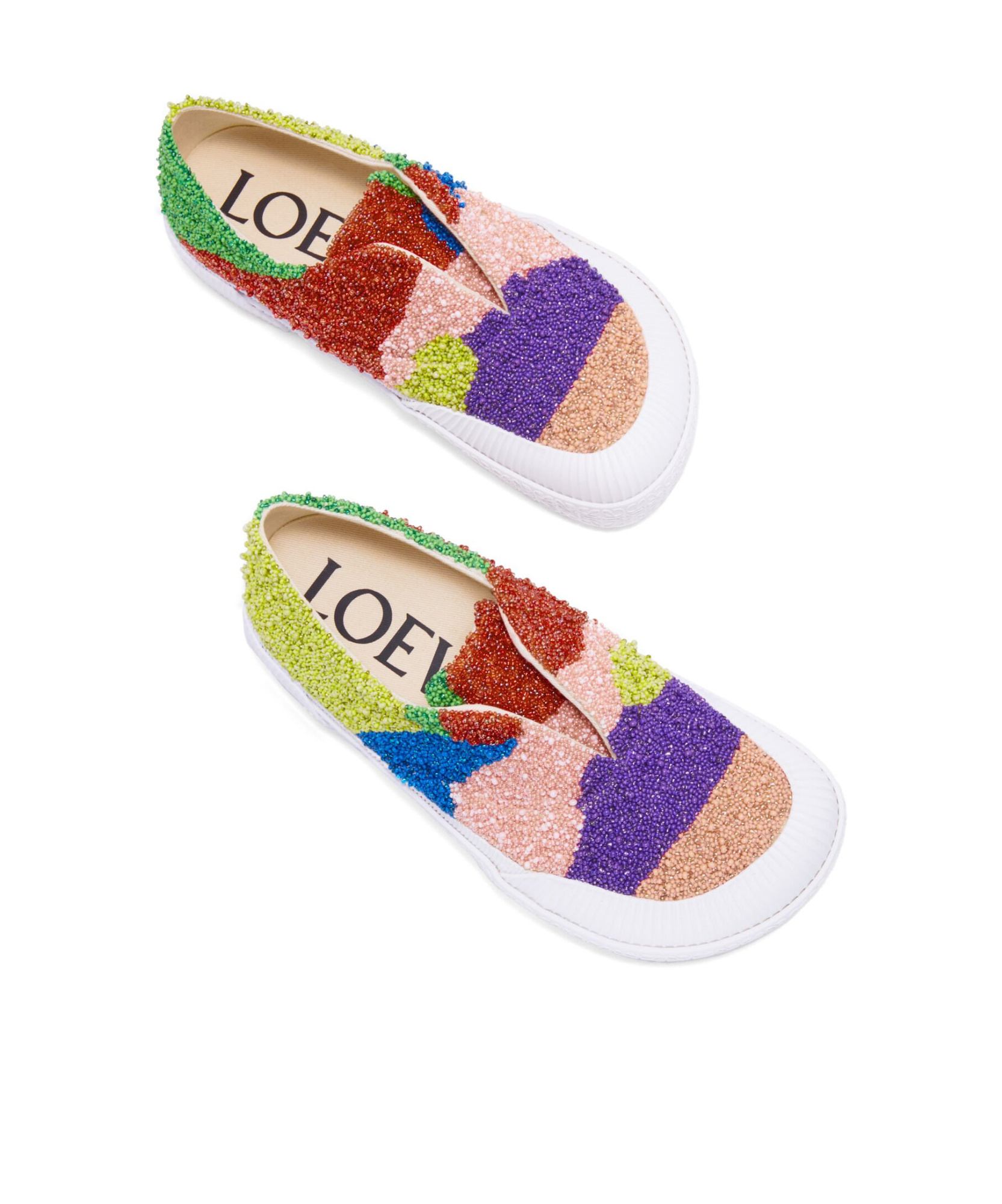 Loewe Slip On Terra Vulca In Tessuto Decorato Uomo In Multi-color